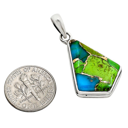 Blue Turquoise In Green Mohave Pendant P-1124 SDP158570