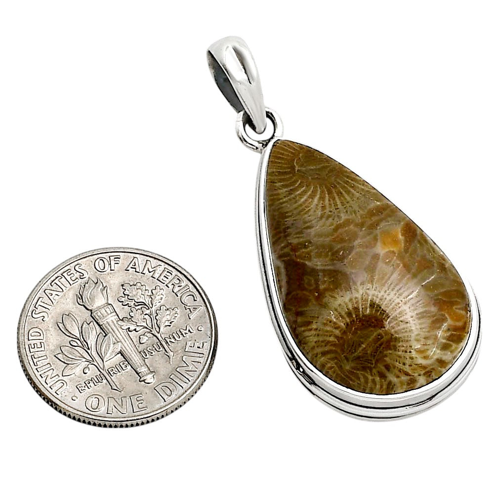 Flower Fossil Coral Pendant P-1124 SDP158574