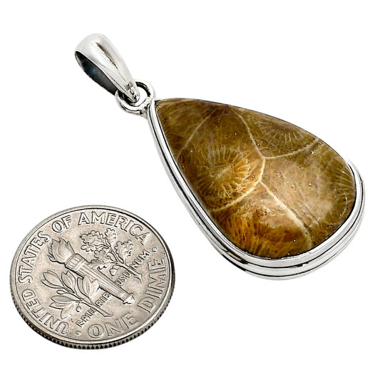 Flower Fossil Coral Pendant P-1124 SDP158635