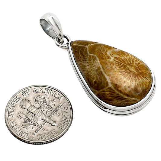 Flower Fossil Coral Pendant P-1124 SDP158636