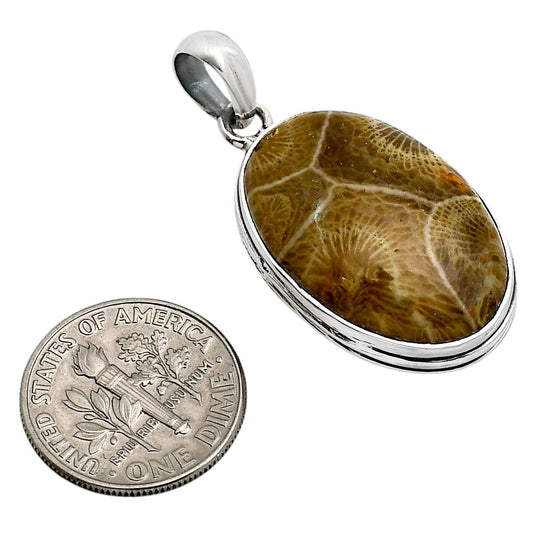 Flower Fossil Coral Pendant P-1124 SDP158637