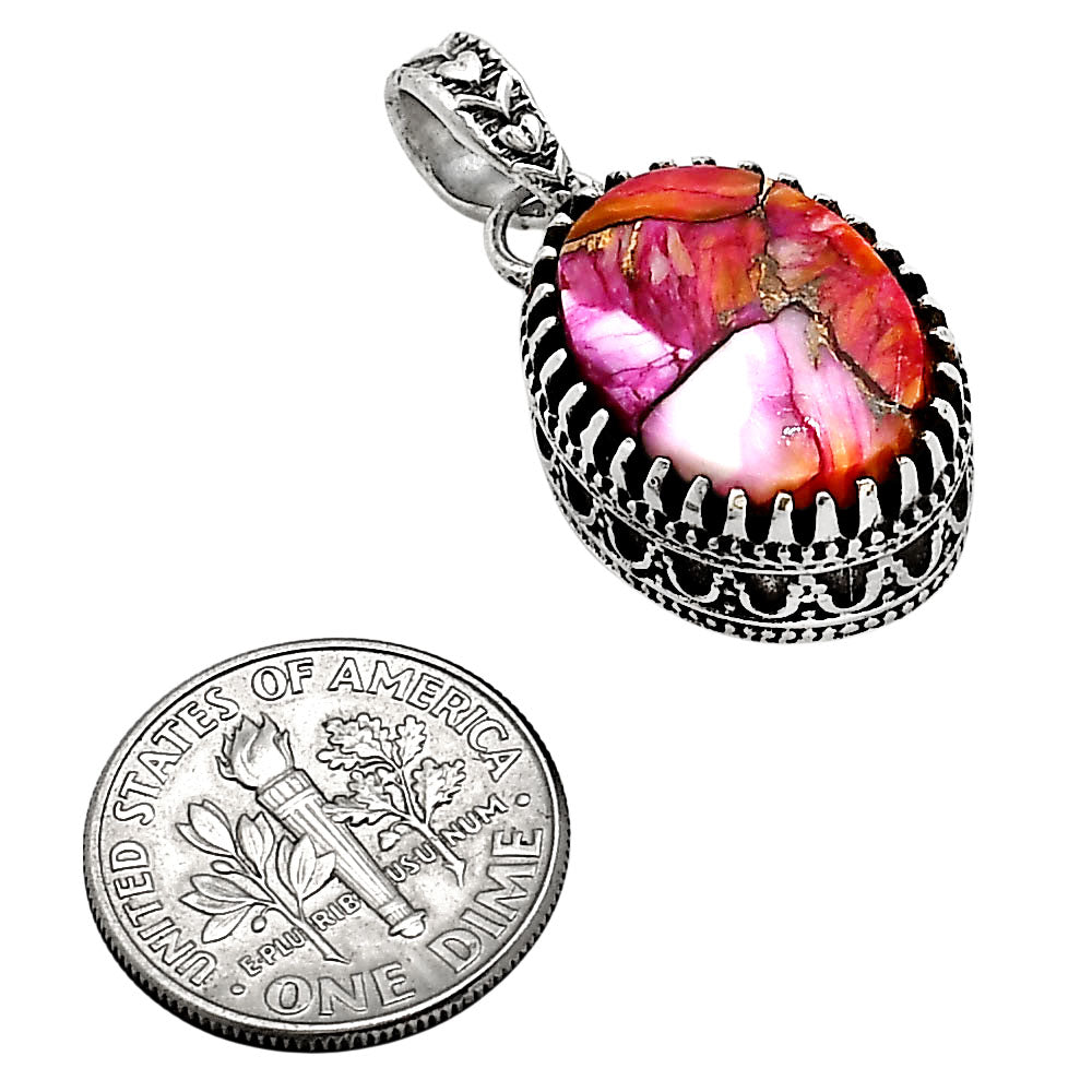 Kingman Orange Dahlia Turquoise Pendant P-1437 SDP158647