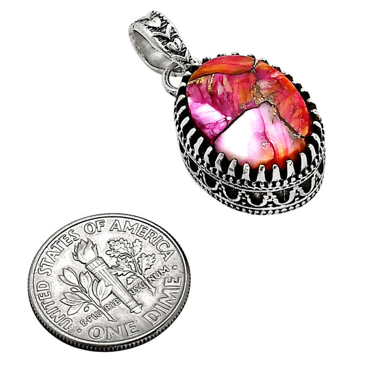 Kingman Orange Dahlia Turquoise Pendant P-1437 SDP158647