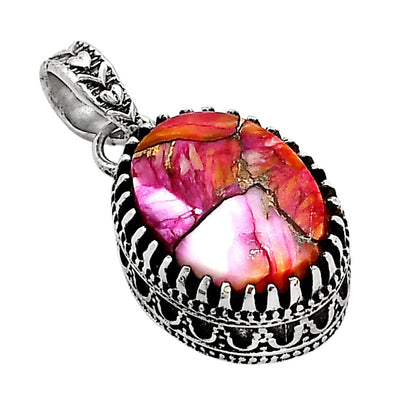 Kingman Orange Dahlia Turquoise Pendant P-1437 SDP158647