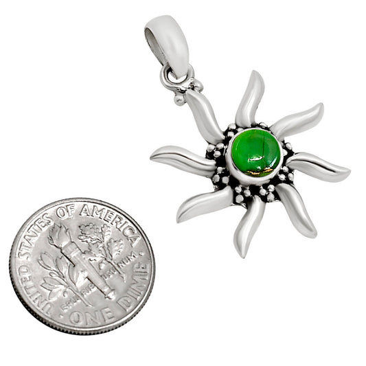 Sun - Green Mohave Turquoise Pendant P-1263 SDP158690