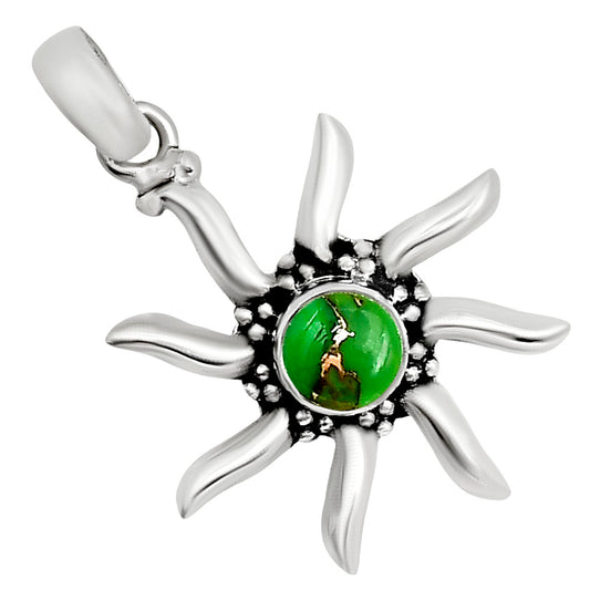 Sun - Copper Green Turquoise Pendant P-1263 SDP158692