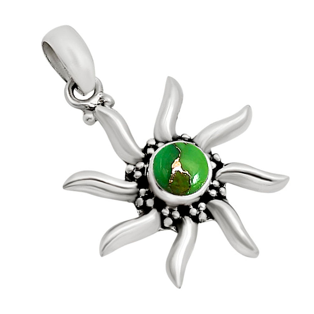 Sun - Copper Green Turquoise Pendant P-1263 SDP158692