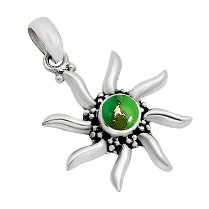 Sun - Copper Green Turquoise Pendant P-1263 SDP158692