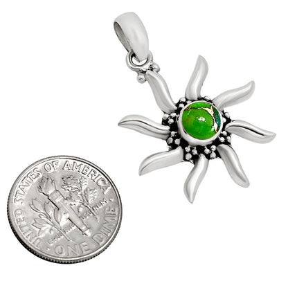 Sun - Green Mohave Turquoise Pendant P-1263 SDP158694