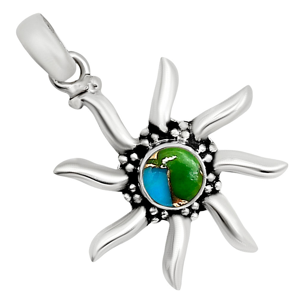 Sun - Blue Turquoise In Green Mohave Pendant P-1263 SDP158695