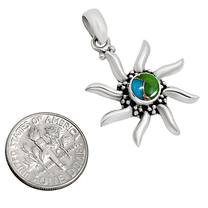 Sun - Blue Turquoise In Green Mohave Pendant P-1263 SDP158695