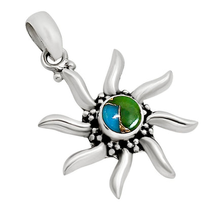 Sun - Blue Turquoise In Green Mohave Pendant P-1263 SDP158695