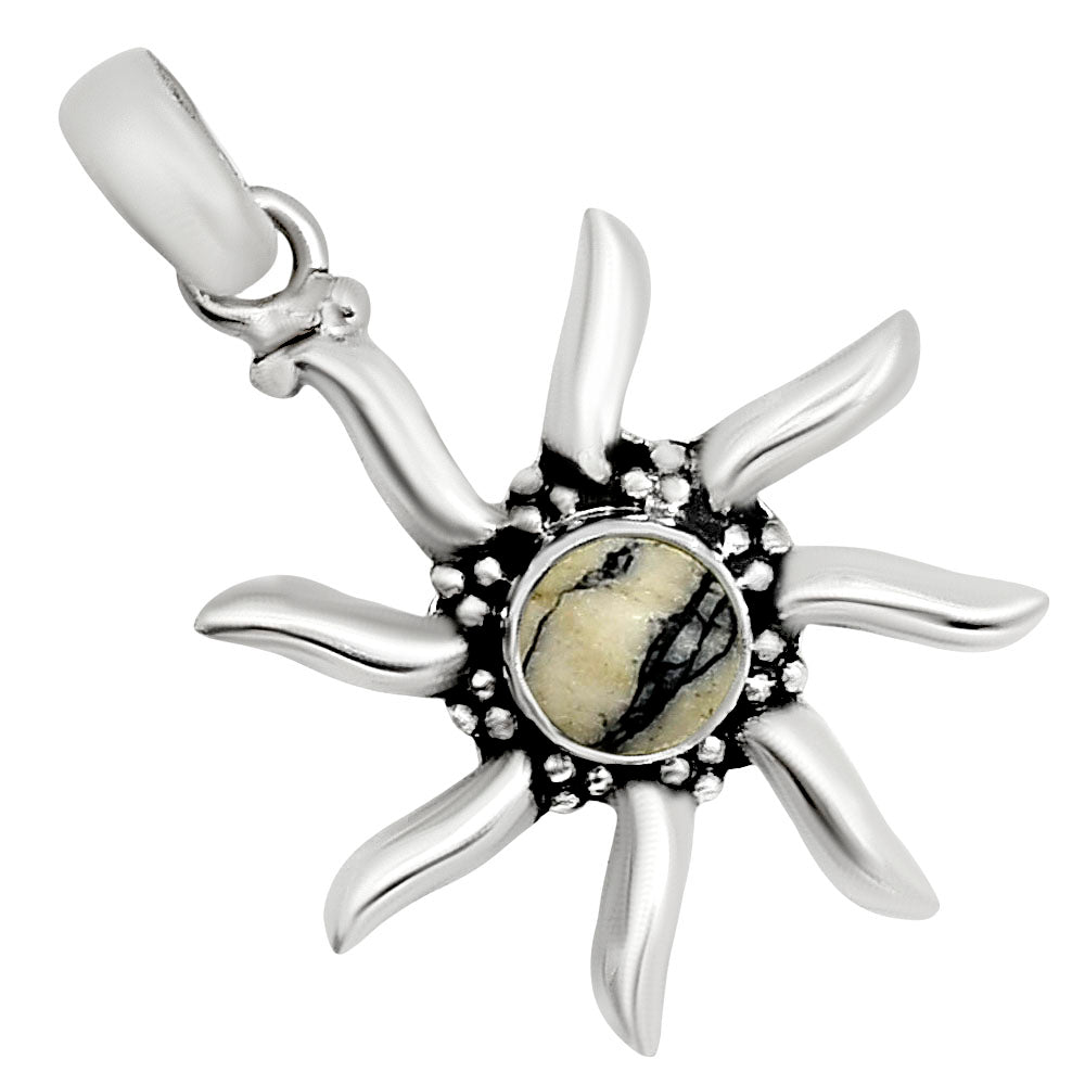 Sun - Authentic White Buffalo Turquoise Nevada Pendant P-1263 SDP158699