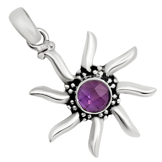 Sun - Amethyst Checker Pendant P-1263 SDP158711