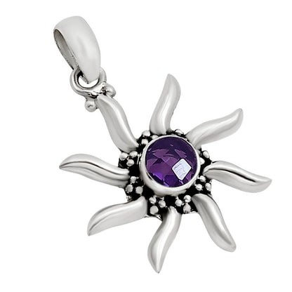Sun - Amethyst Checker Pendant P-1263 SDP158711