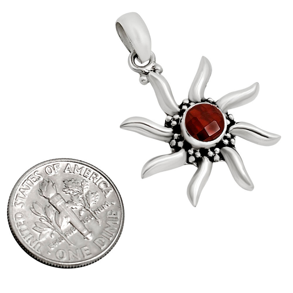 Sun - Hessonite Garnet Checker Pendant P-1263 SDP158716