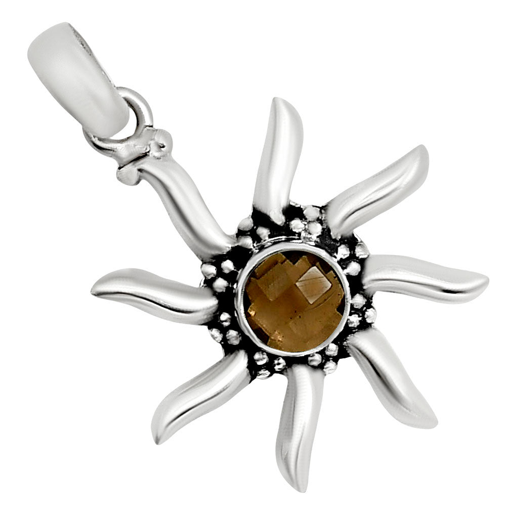 Sun - Smoky Quartz Checker Pendant P-1263 SDP158726