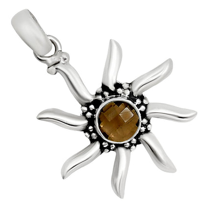Sun - Smoky Quartz Checker Pendant P-1263 SDP158726