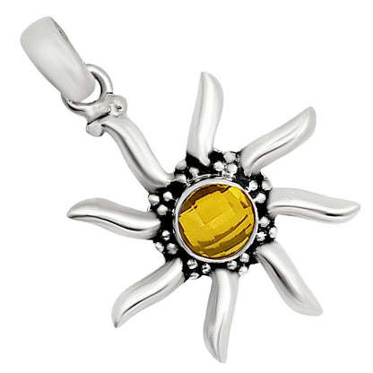 Sun - Citrine Checker Pendant P-1263 SDP158736