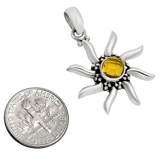 Sun - Citrine Checker Pendant P-1263 SDP158736