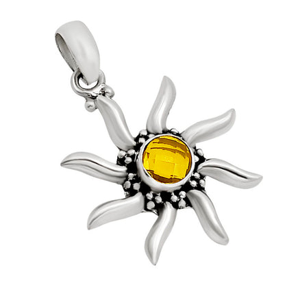 Sun - Citrine Checker Pendant P-1263 SDP158739