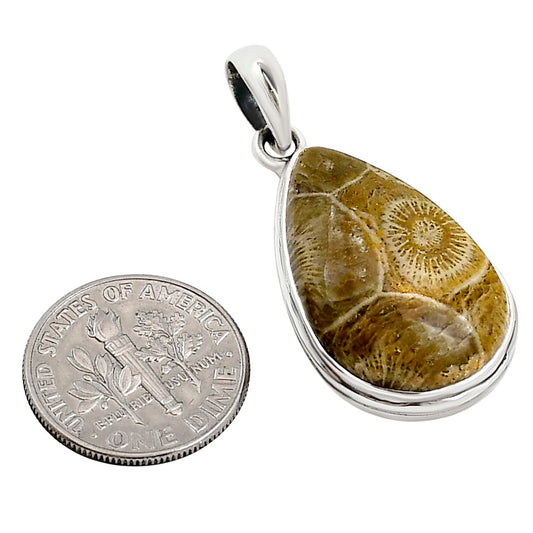 Flower Fossil Coral Pendant P-1124 SDP158764