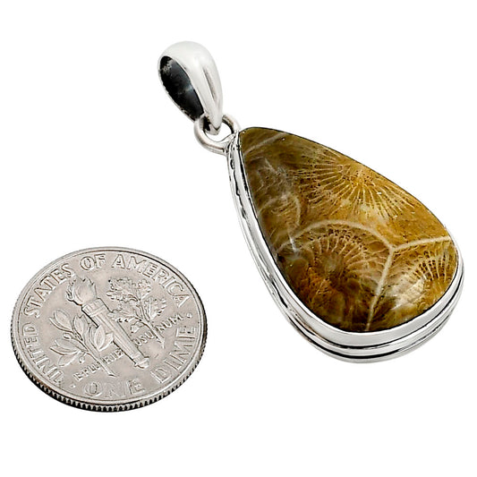Flower Fossil Coral Pendant P-1124 SDP158765
