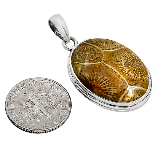 Flower Fossil Coral Pendant P-1124 SDP158767