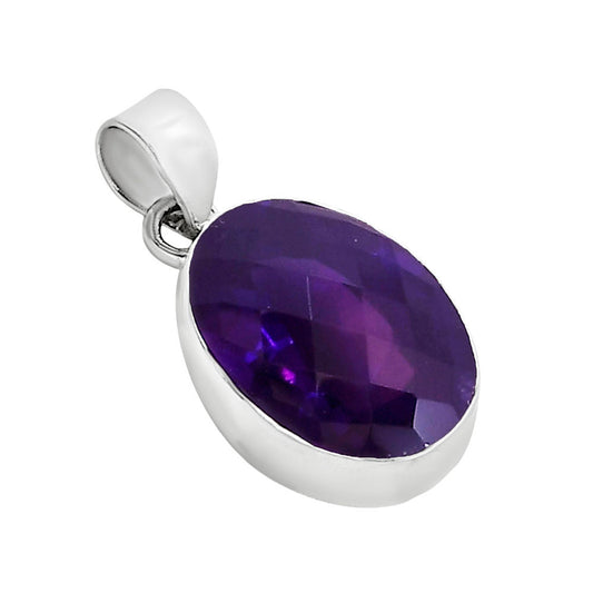 African Amethyst Checker Pendant P-1001 SDP158776