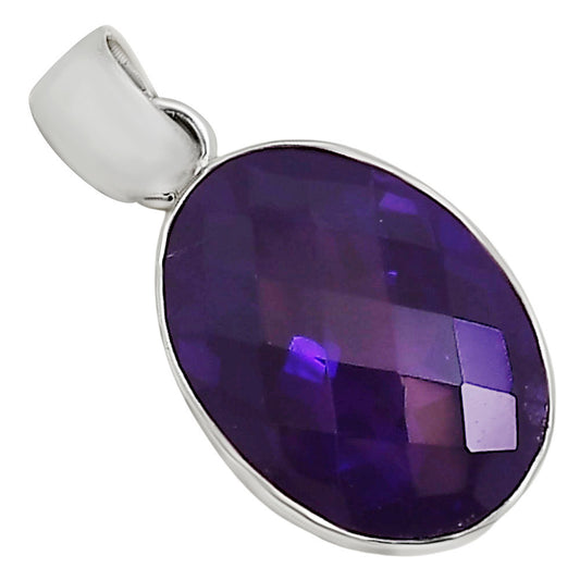 African Amethyst Checker Pendant P-1001 SDP158778