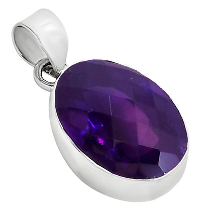 African Amethyst Checker Pendant P-1001 SDP158779