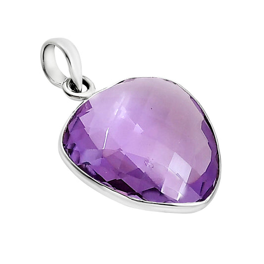 Amethyst Checker Briolette Pendant P-1053 SDP158789