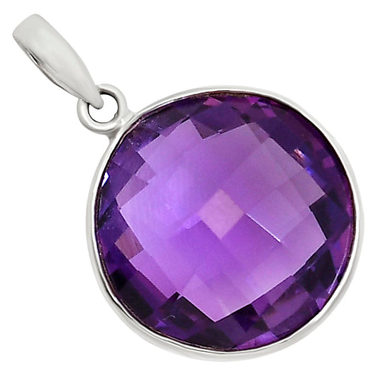 Amethyst Checker Briolette Pendant P-1053 SDP158791