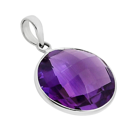 Amethyst Checker Briolette Pendant P-1053 SDP158791