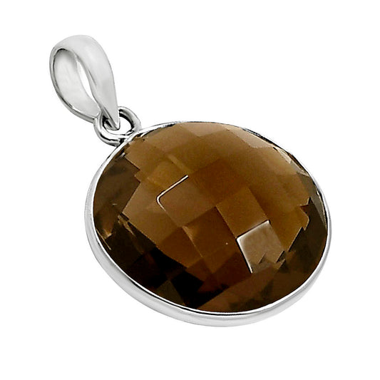 Smoky Quartz Checker Briolette Pendant P-1053 SDP158792