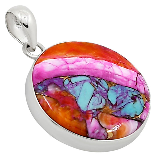 Kingman Orange Dahlia Turquoise Pendant P-1001 SDP158825