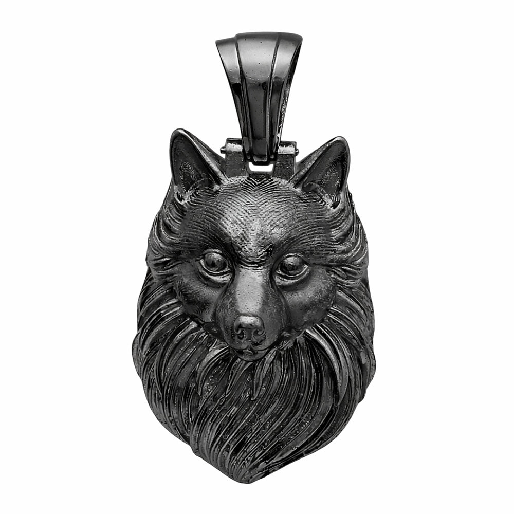 Black Oxidized 925 Sterling Silver Wolf Head Bold Pendant Jewelry SDP158853