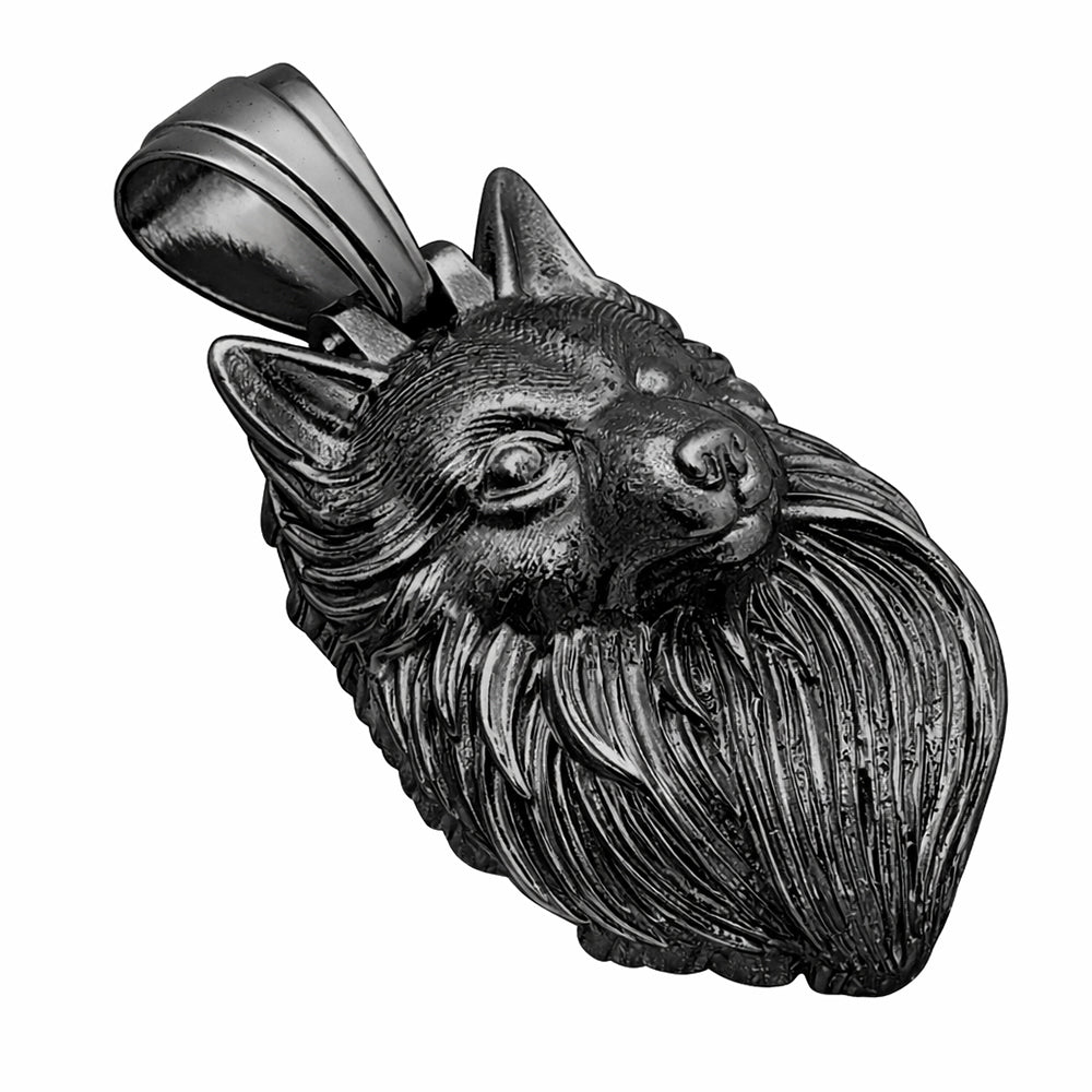 Black Oxidized 925 Sterling Silver Wolf Head Bold Pendant Jewelry SDP158853