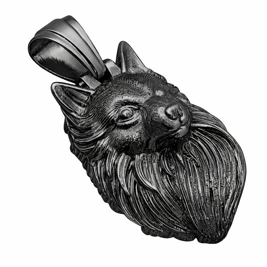 Black Oxidized 925 Sterling Silver Wolf Head Bold Pendant Jewelry SDP158853
