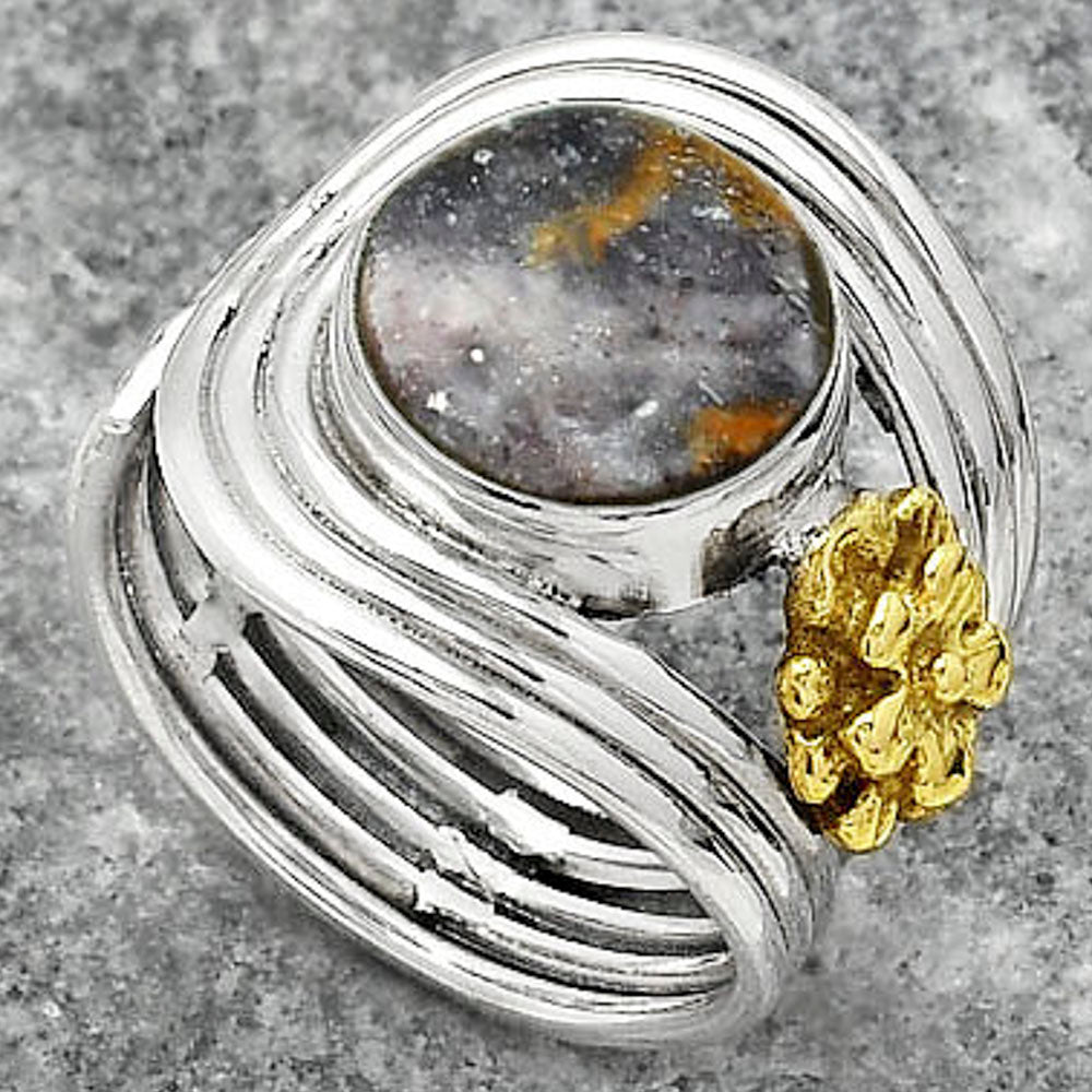 Two Tone Adjustable Flower - Indian Blanket Jasper Ring size-7 R-1491 SDR150921