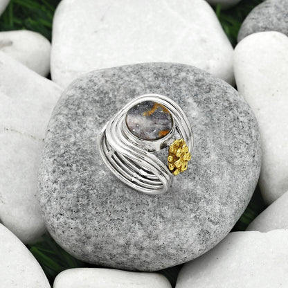 Two Tone Adjustable Flower - Indian Blanket Jasper Ring size-7 R-1491 SDR150921
