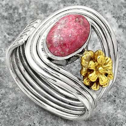 Two Tone Adjustable Flower - Pink Thulite Ring size-8.5 R-1491 SDR150965