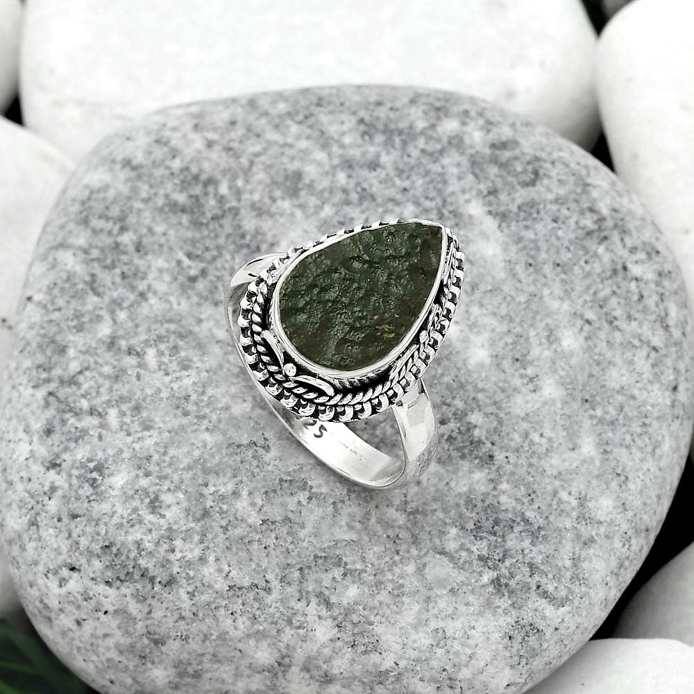 Natural Tektite Rough - Greek Ring size-7.5 R-1279 SDR151073