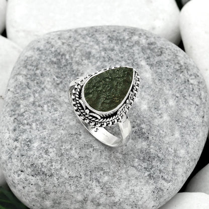 Natural Tektite Rough - Greek Ring size-7.5 R-1279 SDR151073