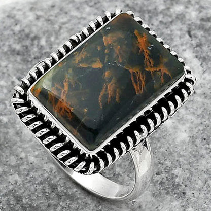 Natural Turkish Rainforest Chrysocolla Ring size-8 R-1279 SDR151110