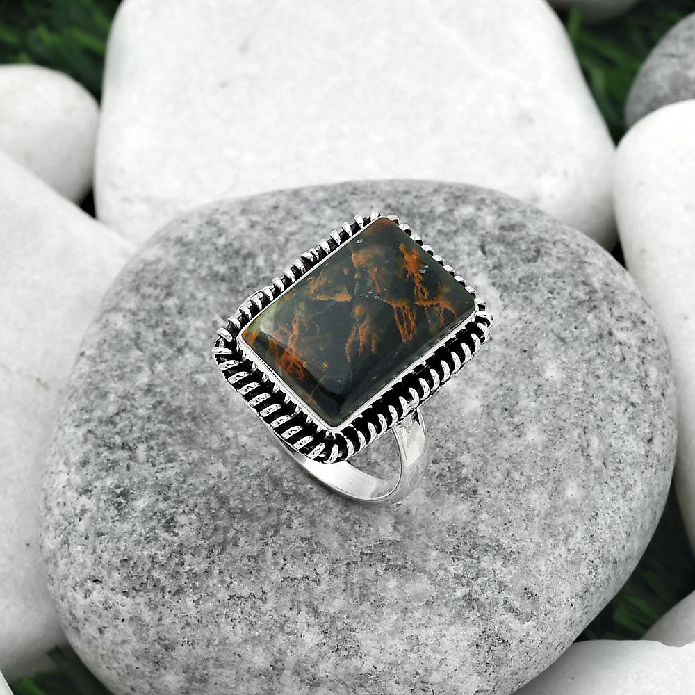 Natural Turkish Rainforest Chrysocolla Ring size-8 R-1279 SDR151110