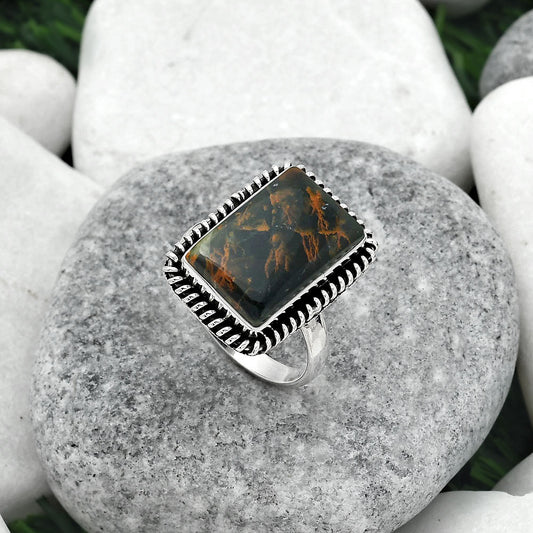 Natural Turkish Rainforest Chrysocolla Ring size-8 R-1279 SDR151110