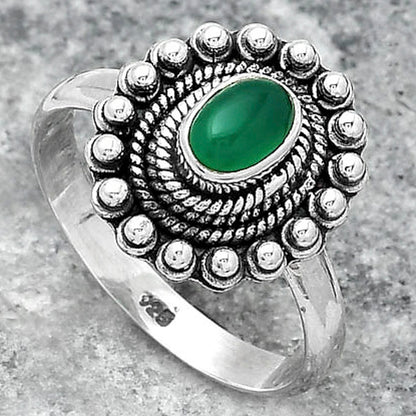 Natural Green Onyx Ring size-7.5 R-1124 SDR151195