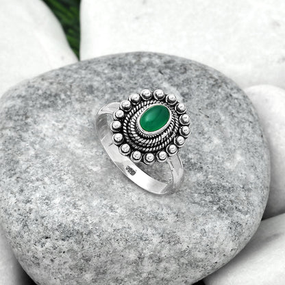 Natural Green Onyx Ring size-7.5 R-1124 SDR151195