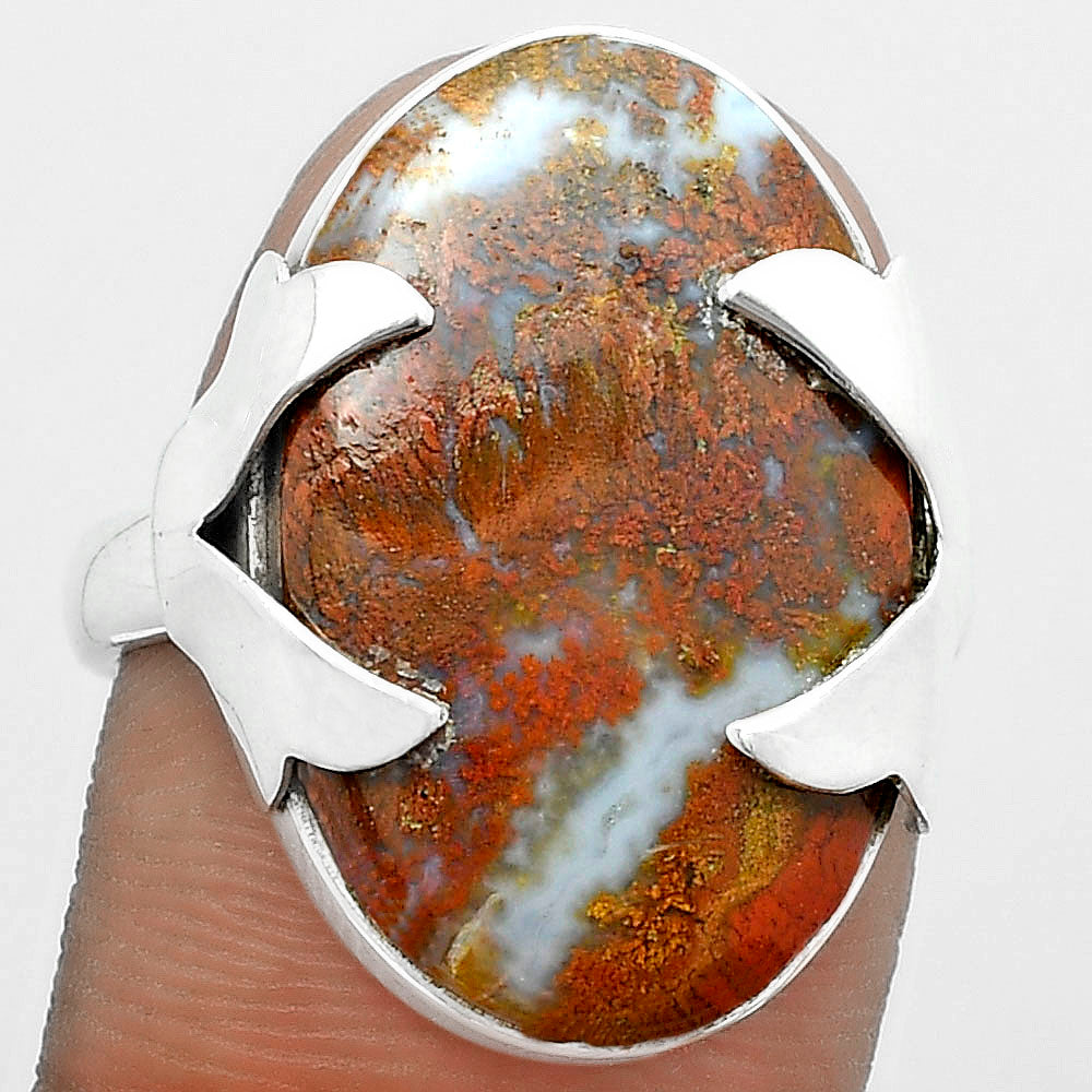 Natural Red Moss Agate Ring size-8.5 R-1354 SDR151637